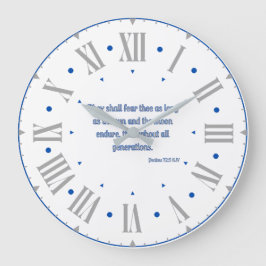 Reloj Redondo Grande Salmos 72:5 KJV Biblia Verse II Número romano