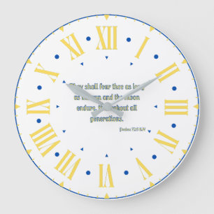 Reloj Redondo Grande Salmos 72:5 KJV Biblia Verse Número Romano
