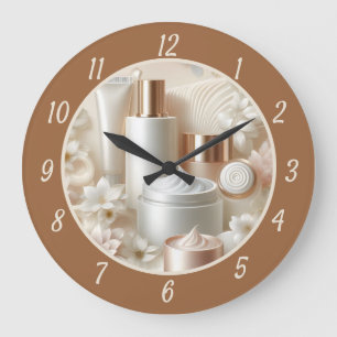 Reloj Redondo Grande Salón de Belleza Floral Elegante