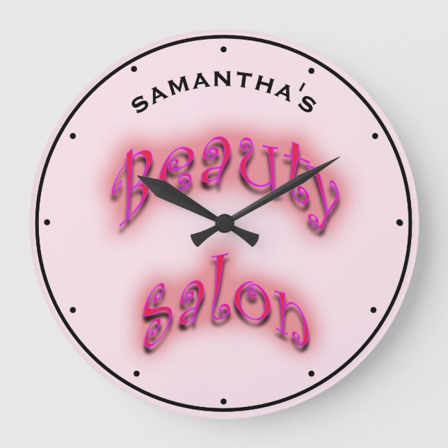Reloj Redondo Grande Salón de belleza Sonido rosa sobre rosa claro Cual (Anverso)