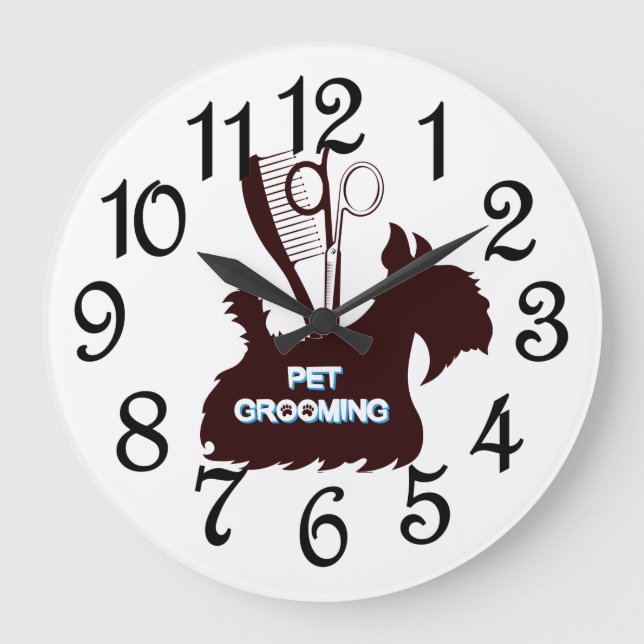 Reloj Redondo Grande Salón mascota Grooming (Anverso)