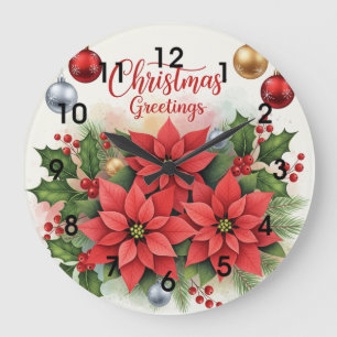 Reloj Redondo Grande Saludos navideños, festivos,