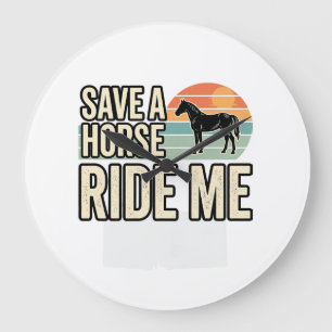 Reloj Redondo Grande Salva un Caballo Móntame Diseño de Camiseta Wester