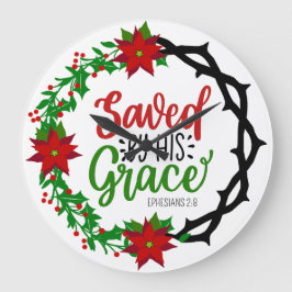 Reloj Redondo Grande Salvado por Wreath, Navidades de Su Gracia
