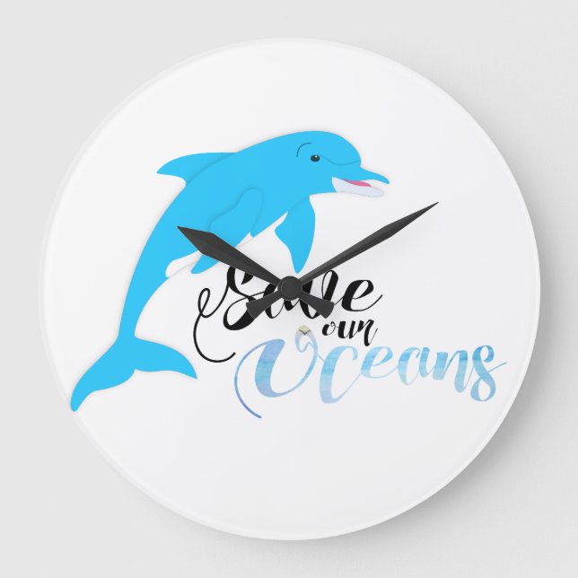 Reloj Redondo Grande Salvemos nuestros océanos (Anverso)