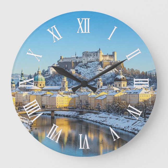 Reloj Redondo Grande Salzburg Austria Travel Winter (Anverso)