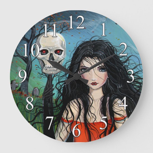 Reloj Redondo Grande Samhain Halloween Fantasy Gothic Art Clock (Anverso)