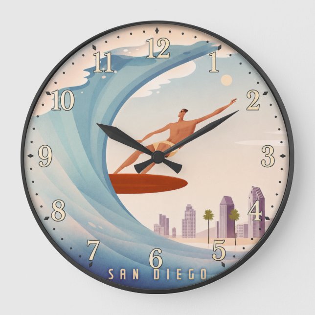 Reloj Redondo Grande San Diego Surfing  (Anverso)