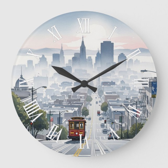 Reloj Redondo Grande San Francisco Cable Car (Anverso)