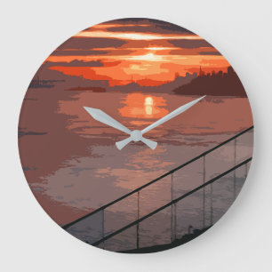 Reloj Redondo Grande San Francisco Sunrise Retro