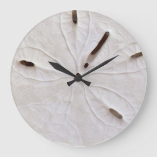 Reloj Redondo Grande Sand Dollar Beach Coastal White Grey Trendy Guay