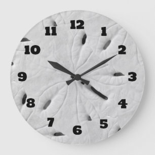 Reloj Redondo Grande Sand Dollar Beach Seasheles Beach Black White Guay