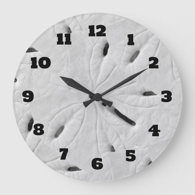 Reloj Redondo Grande Sand Dollar Beach Seasheles Beach Black White Guay (Anverso)