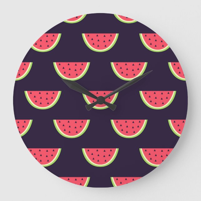 Reloj Redondo Grande Sandía de neón en modelo púrpura (Anverso)