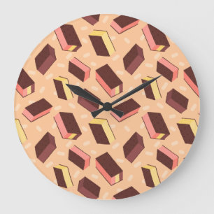 Reloj Redondo Grande Sandwich de crema de hielo divertido retro napolit