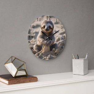 Reloj Redondo Grande Sandy Shores : Baby Sloth Building Sand Castles,