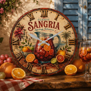 Reloj Redondo Grande Sangria Mediterranean Spanish Wine Rustic Bar