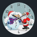 Reloj Redondo Grande Santa and Snowman<br><div class="desc">Santa and Snowman It's time to show off your favorite art, photos, and text with a custom round wall clock from Zazzle. Featured in two sizes, this wall clock is vibrantly printed with AcryliPrint®HD process to ensure the highest quality display of any content. Order this custom round wall clock for...</div>