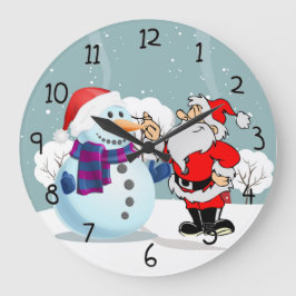 Reloj Redondo Grande Santa and Snowman