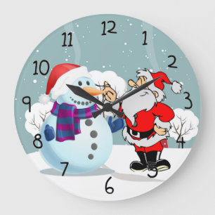 Reloj Redondo Grande Santa and Snowman