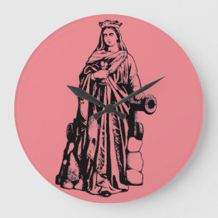 Reloj Redondo Grande Santa Bárbara la Gran Mártir Arte Gráfico Sagrado