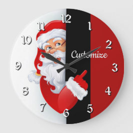 Reloj Redondo Grande Santa blanca y roja personalizada