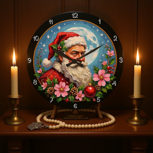 Reloj Redondo Grande Santa Claus artístico Luna llena (Subido por el creador)