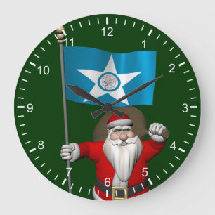 Reloj Redondo Grande Santa Claus Con El Diseño De Houston
