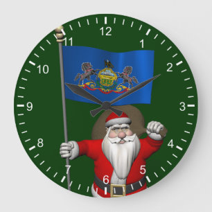 Reloj Redondo Grande Santa Claus Con El Diseño De Pensilvania