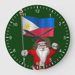 Reloj Redondo Grande Santa Claus Con El Fin De Filipinas