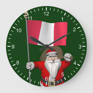 Reloj Redondo Grande Santa Claus Con El Fin Del Perú
