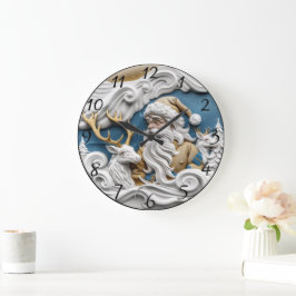 Reloj Redondo Grande Santa Claus en la víspera de los Navidades