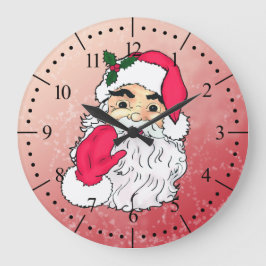 Reloj Redondo Grande Santa Claus ondeando estilo vintage