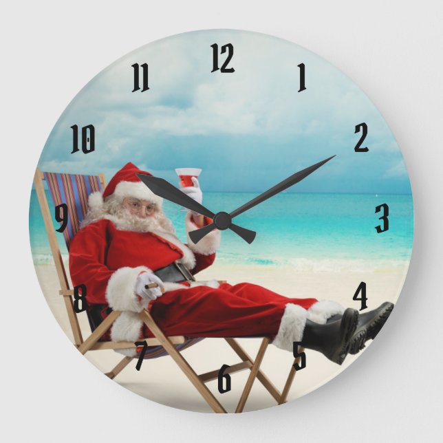 Reloj Redondo Grande Santa Claus Summer (Anverso)