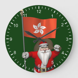 Reloj Redondo Grande Santa Claus With Ensign Of Hong Kong