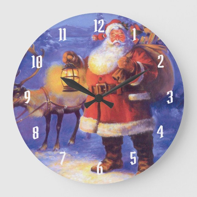 Reloj Redondo Grande Santa Claus y sus renos (Anverso)