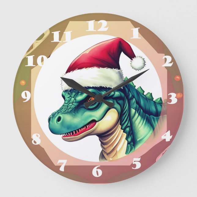 Reloj Redondo Grande Santa Dinosauria (Anverso)
