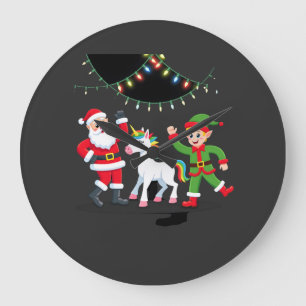 Reloj Redondo Grande Santa Elfo Unicornio Dabbing Navidad Niños Chicos