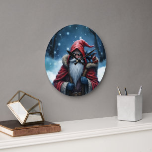 Reloj Redondo Grande Santa Frostbite y su duende travieso.