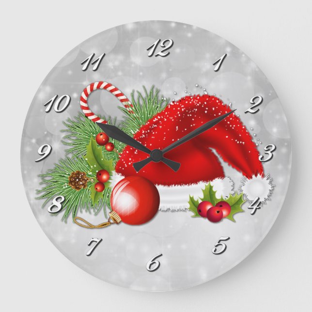 Reloj Redondo Grande Santa Hat Festive Christmas Wall Clock (Anverso)