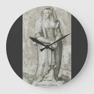 Reloj Redondo Grande Santa Hildegarda de Bingen Arte Místico Medieval