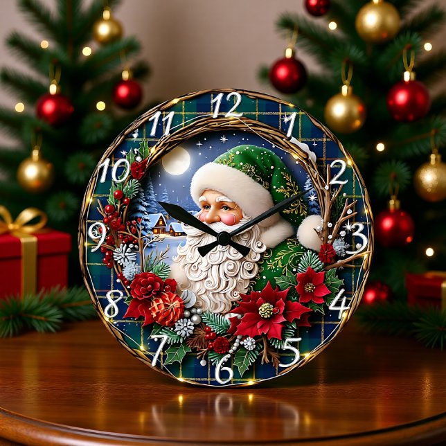 Reloj Redondo Grande Santa Merry de Madera Rústica (Subido por el creador)