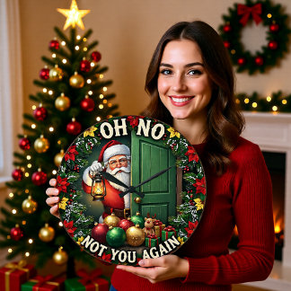 Reloj Redondo Grande Santa Oh No No De Nuevo