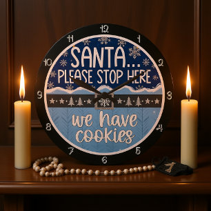Reloj Redondo Grande Santa Stop Here Cookies