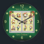Reloj Redondo Grande *Santa & The Elves Wishing You A Merry Christmas*<br><div class="desc">“Looking Out My Christmas Window” ~ * Santa Breaking Through To Wish You A Merry Christmas * ~ Santa and Eleven of His Elves in this Unique Timepiece. ~ The Perfect Gift for The Christmas Season! Children Will Love It!</div>