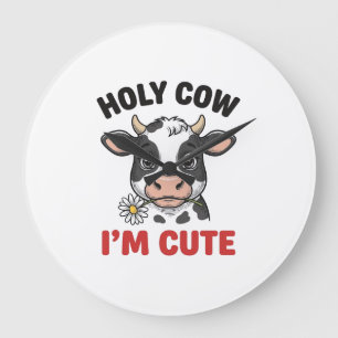 Reloj Redondo Grande Santa Vaca Soy Bonita Vaca Divertida Grabado Vinta