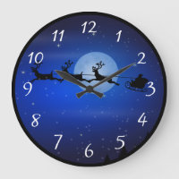 Santa y sus renos que vuelan en la noche