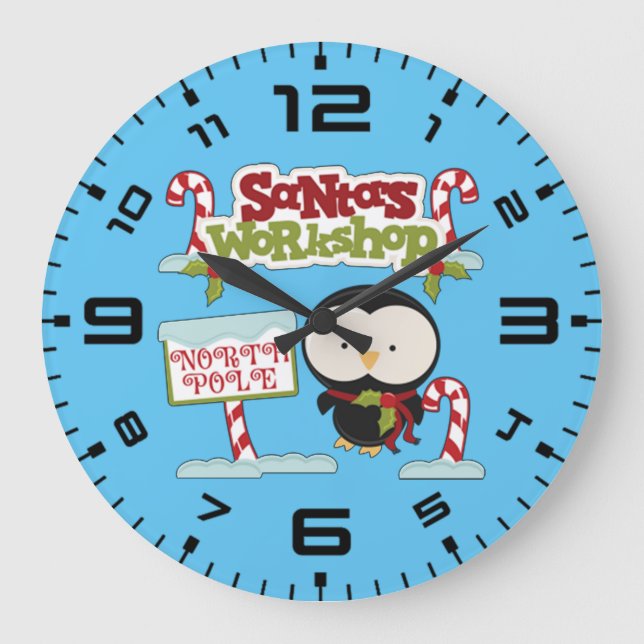Reloj Redondo Grande Santa's Workshop Penguin (Anverso)