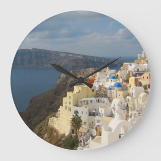 Reloj Redondo Grande Santorini al atardecer