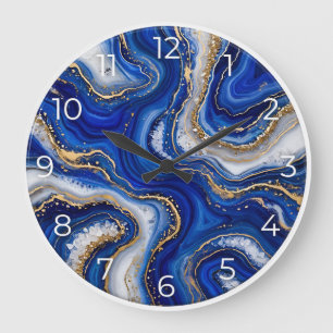 Reloj Redondo Grande Sapphire Blue Agate Epoxy Wall Clock